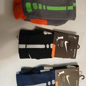 NIKE ELITE basketball socks 3 pack bundle 6 - 8 black navy NEW